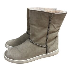 UGG Mika Classic Sneaker Boots Suede Sheepskin Lined Beige Tan Women’s Size 8